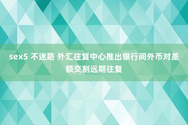sex5 不迷路 外汇往复中心推出银行间外币对差额交割远期往复