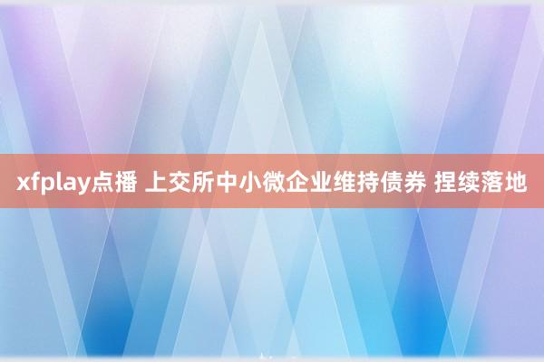 xfplay点播 上交所中小微企业维持债券 捏续落地