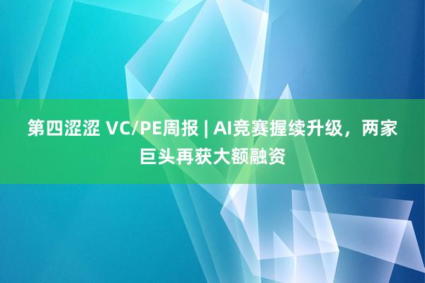 第四涩涩 VC/PE周报 | AI竞赛握续升级，两家巨头再获大额融资