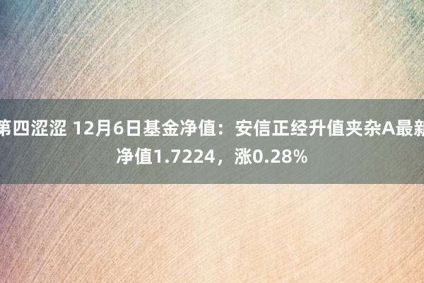 第四涩涩 12月6日基金净值：安信正经升值夹杂A最新净值1.7224，涨0.28%