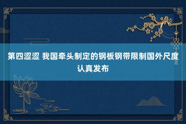 第四涩涩 我国牵头制定的钢板钢带限制国外尺度认真发布