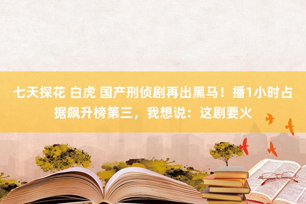 七天探花 白虎 国产刑侦剧再出黑马！播1小时占据飙升榜第三，我想说：这剧要火