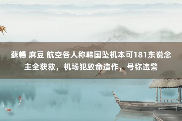 蘇暢 麻豆 航空各人称韩国坠机本可181东说念主全获救，机场犯致命造作，号称违警