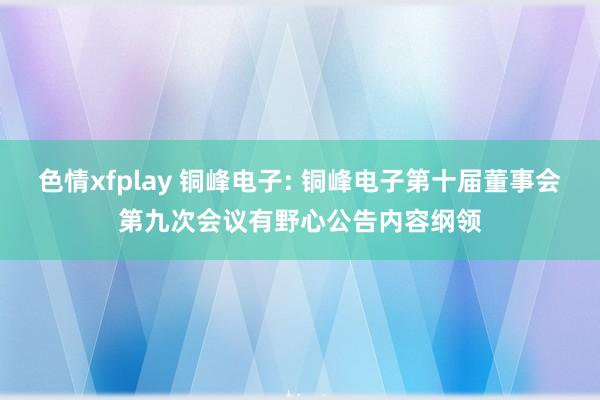 色情xfplay 铜峰电子: 铜峰电子第十届董事会第九次会议有野心公告内容纲领