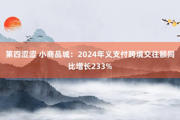 第四涩涩 小商品城：2024年义支付跨境交往额同比增长233%