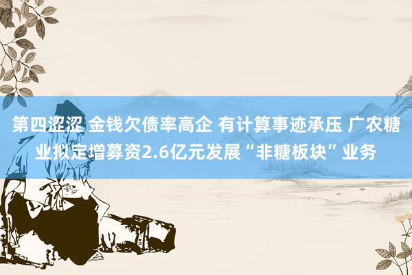 第四涩涩 金钱欠债率高企 有计算事迹承压 广农糖业拟定增募资2.6亿元发展“非糖板块”业务