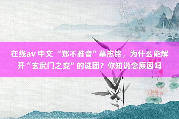 在线av 中文 “郑不雅音”墓志铭，为什么能解开“玄武门之变”的谜团？你知说念原因吗