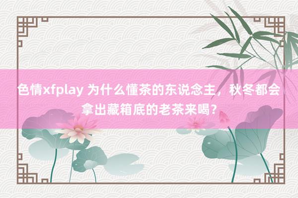 色情xfplay 为什么懂茶的东说念主，秋冬都会拿出藏箱底的老茶来喝？